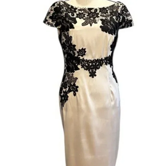 Adrianna Papell | Dresses | Adrianna Papell Black Cappuccino Lace Cocktail  Dress | Poshmark